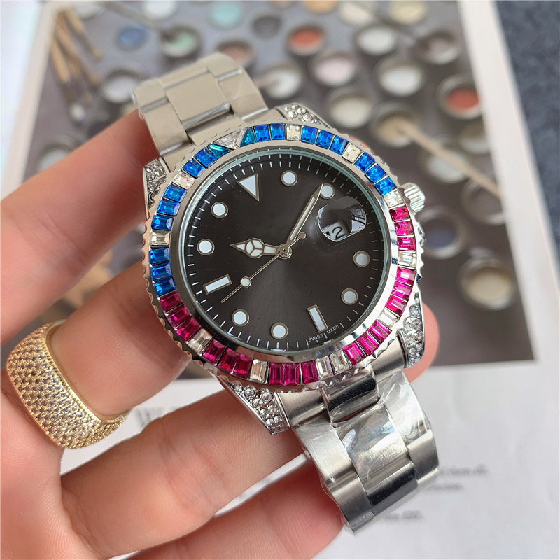 10 Colors Rainbow Diamond Watch Iced Fashion Mens Watches Classic Design Stainless Steel Quartz Movement Wristwatches Shinning Party Watch, Slivery;brown
10 Colors Rainbow Diamond Watch Iced Fashion Mens Watches Classic Design Stainless Steel Quartz Movement Wristwatches Shinning Party Watch, Slivery;brown