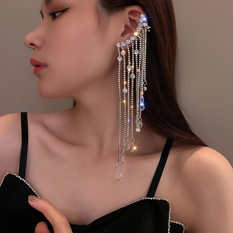 Dangle & Chandelier FYUAN Long Tassel Asymmetry Ear Clip Earrings Water Drop Crystal For Women Statement Jewelry, Silver
Dangle & Chandelier FYUAN Long Tassel Asymmetry Ear Clip Earrings Water Drop Crystal For Women Statement Jewelry, Silver