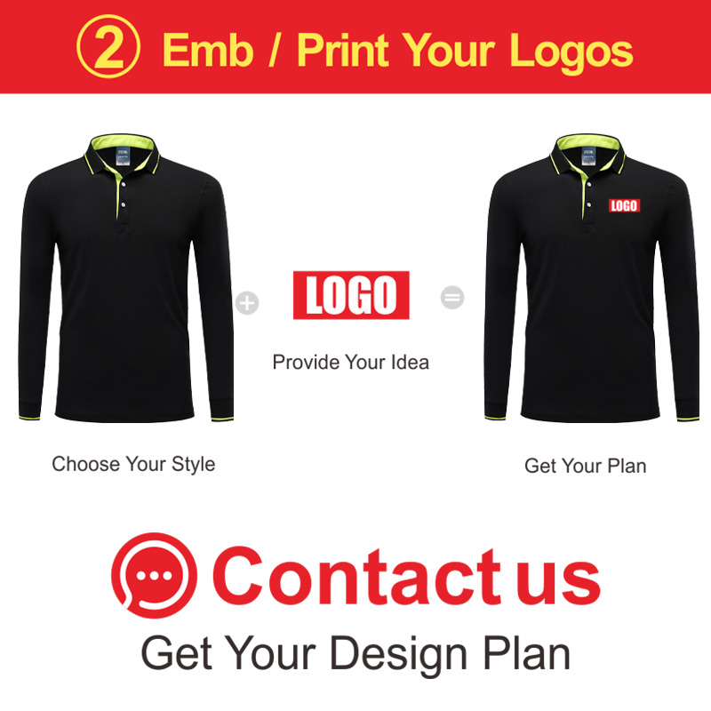 YOTEE Custom Long Sleeve polo shirt men Add Your Own Text Picture on Your Personalized Customized Tee polo shirt 210308