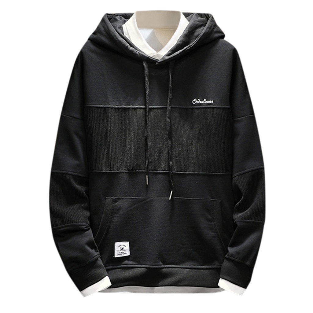 Men's Casual Fashion Streetwear Tops Autumn harajuku Patchwork Pullover Sport Style Hoodie Loose Outwear Tops Blouse 1535 201020
