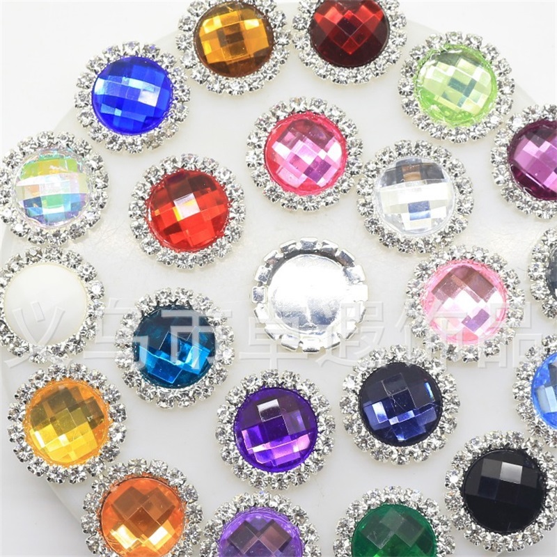 100pcs 23mm Flatback Acrylic Crystal Rhinestone Wedding Buttons Embellishments DIY Hair Accessories Decor 2254 Q2