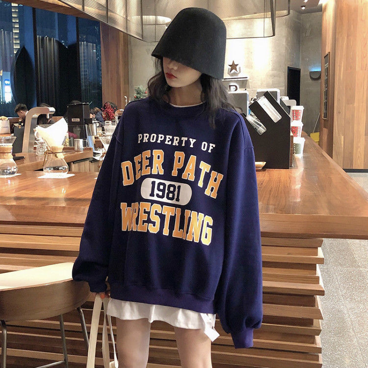 oversized sweatshirts Harajuku Clothing For Women Casual Loose Vintage Letter Sweatshirt Female Korean style Kawaii Women's tops 201112
