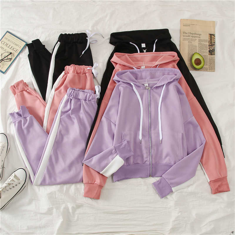 LY VAREY LIN Spring Autumn Women Casual Loose 2 Pieces Sets Hoodies Zipper Sweatshirt Tops and Pants Suits 210526, Black
LY VAREY LIN Spring Autumn Women Casual Loose 2 Pieces Sets Hoodies Zipper Sweatshirt Tops and Pants Suits 210526, Black