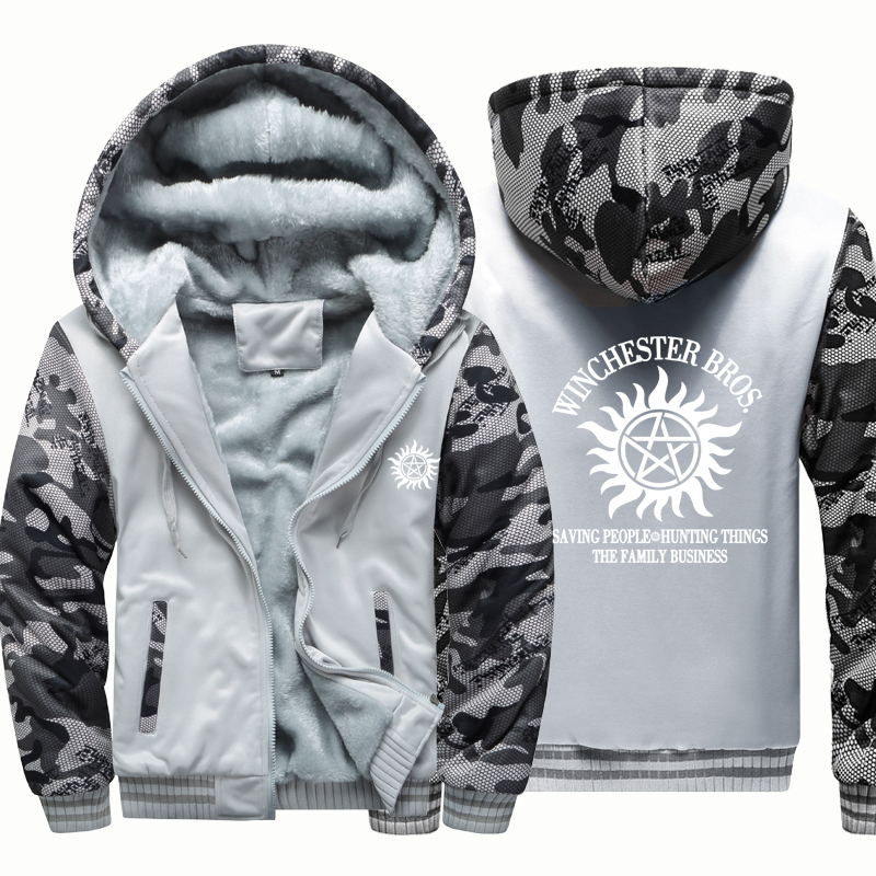 Supernatural Winchester Bros thick hoodies men winter coat jacket oversized men hoodie vintage Punk hoodyHarajuku men clothing 201127