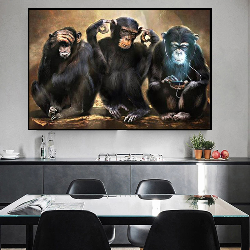 Animal Wall Art Painting Posters and Prints of Three Funny Monkeys Art Pictures Print Canvas for Living Room Home Decoration
Animal Wall Art Painting Posters and Prints of Three Funny Monkeys Art Pictures Print Canvas for Living Room Home Decoration