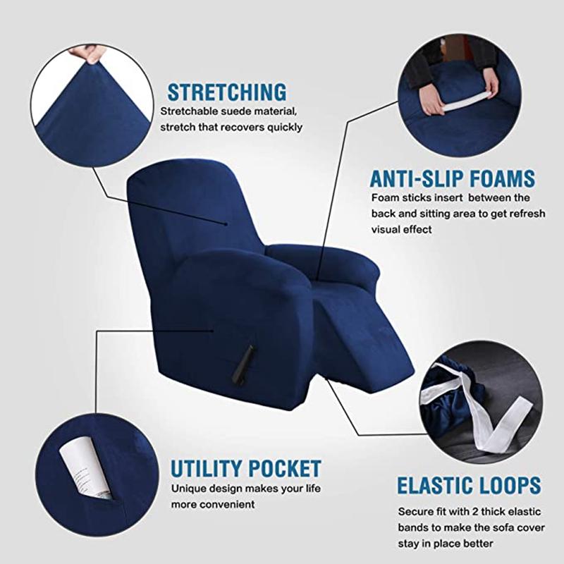 Chair Covers All-inclusive Recliner Sofa Cover Suede Massage Stretch Slipcover Non-slip Armchair Case Living Room Decor