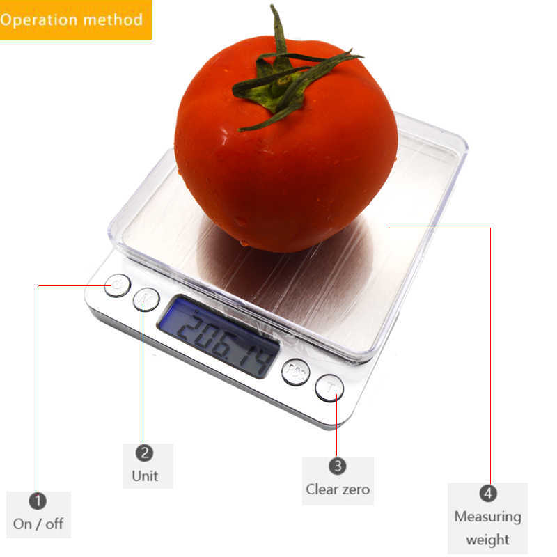 3000g/0.1g Electronic digital display scale Platform 500g/0.1g Jewelry gram s Precision LCD mini Kitchen Scale 210927