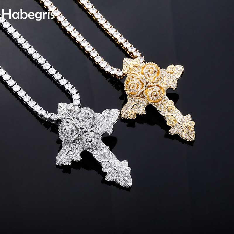 Pendant Necklaces Rose Cross Retro Full Of Zircon Hip Hop Necklace Accessories For Men And Women With Tennis Chain
Pendant Necklaces Rose Cross Retro Full Of Zircon Hip Hop Necklace Accessories For Men And Women With Tennis Chain