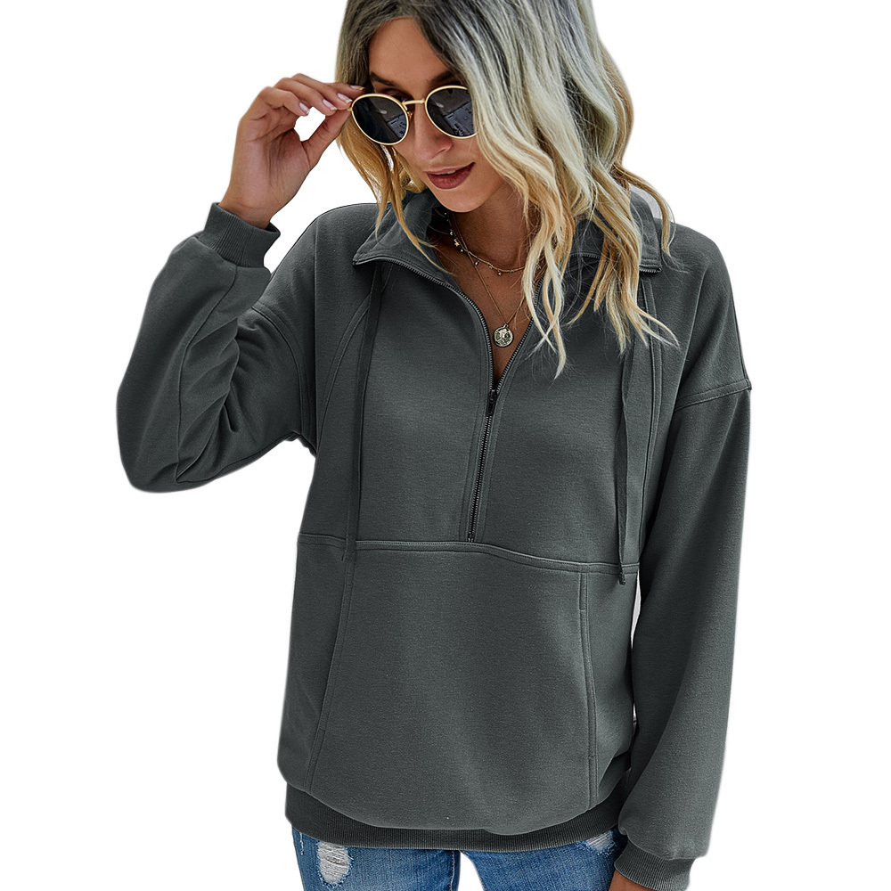 Hoodies Stylish Drawstring Solid Hooded Women Sweatshirt Autumn Winter Girls Big Pockets Pullover Lady Korean Hoodie D30 200924