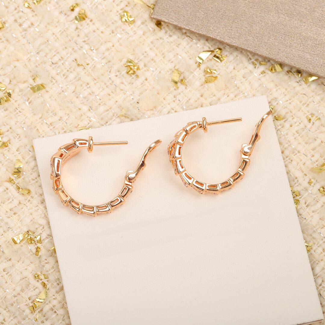 S925 silver top quality snake shape charm dangle stud earring with diamond in two colors plated for women man wedding jewelry gift have box stamp PS32