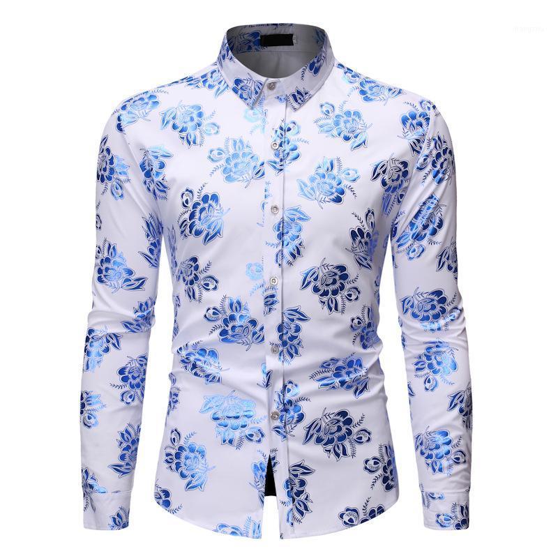 Mens Royal Blue Floral Bronzing Print Dress Shirts Slim Fit Long Sleeve White Tuxedo Shirt Men Party Wedding Business Male, Black
Mens Royal Blue Floral Bronzing Print Dress Shirts Slim Fit Long Sleeve White Tuxedo Shirt Men Party Wedding Business Male, Black