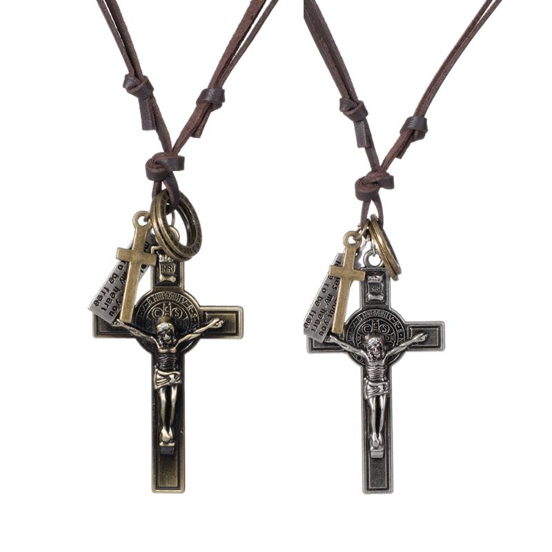 Pendant Necklaces Eif Dock Men Vintage Leather Rope Chain Zinc Alloy Cross Jesus Necklace Friend Jewelry Party Gifts
Pendant Necklaces Eif Dock Men Vintage Leather Rope Chain Zinc Alloy Cross Jesus Necklace Friend Jewelry Party Gifts