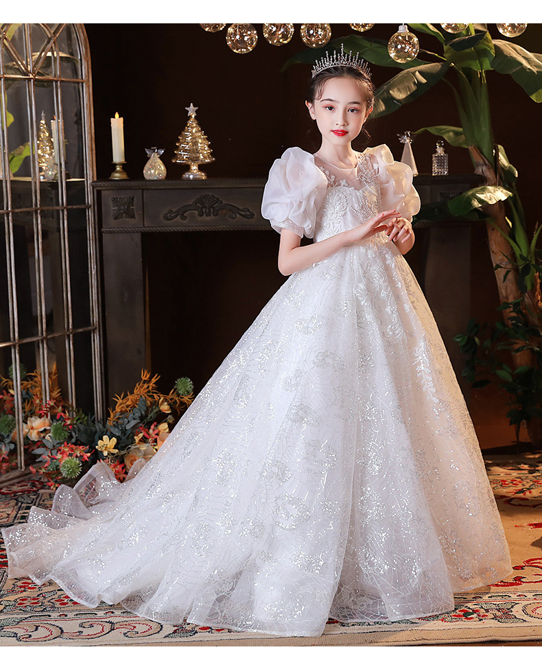 Puffy Girls Dresses 3D Wer V Neck Long Train Kids Teens Pageant Gowns Birthday Party Dress For Wedding Cooktail Gown 403 6660311