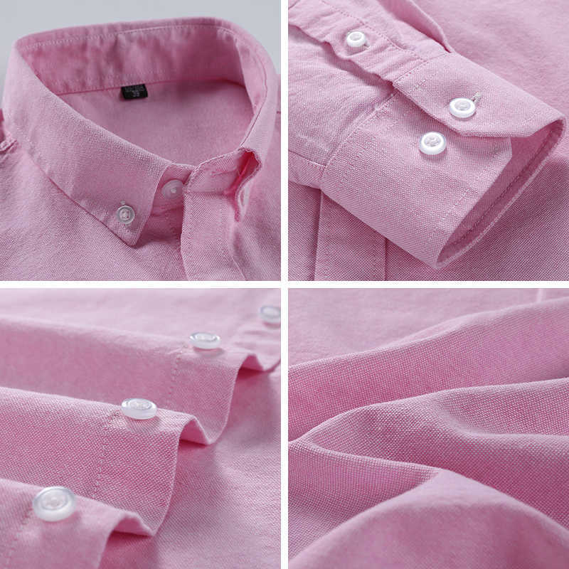 Long Sleeve Shirts for Men 100% Cotton Oxford Mens Clothing Autumn Winter Top Blouse Business Casual Shirts Korean Fashion 210714