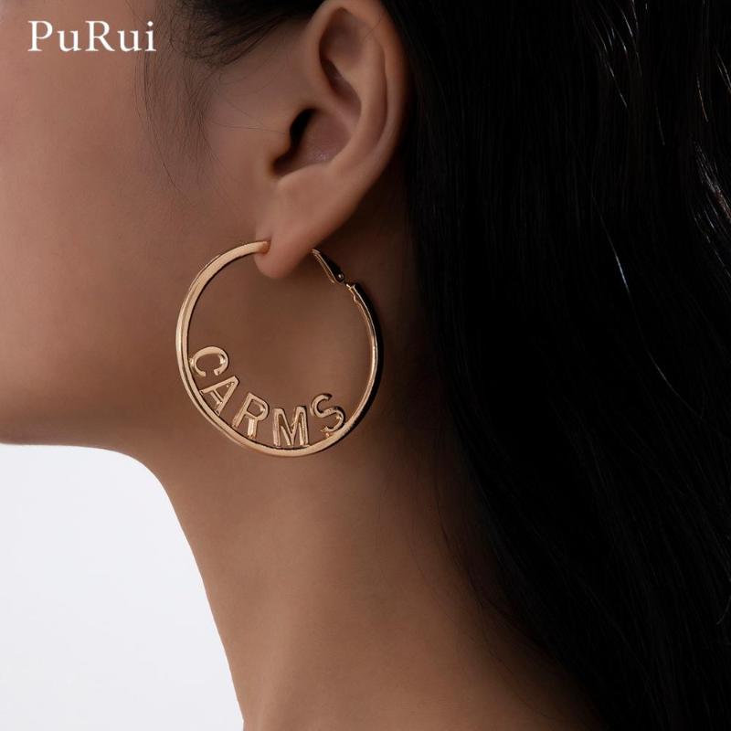 Hoop & Huggie PuRui Punk Hip-hop Large Circle Earrings 2021 Trend Gold Silver Color CARMS Letter Unusual Women Fashion Jewelry
Hoop & Huggie PuRui Punk Hip-hop Large Circle Earrings 2021 Trend Gold Silver Color CARMS Letter Unusual Women Fashion Jewelry
