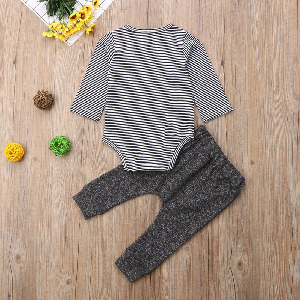 0-24M 2Pcs Boy Cotton Stripe Romper Tops +Long Pants Baby Outfits Boy Clothes Suits, Default color
0-24M 2Pcs Boy Cotton Stripe Romper Tops +Long Pants Baby Outfits Boy Clothes Suits, Default color