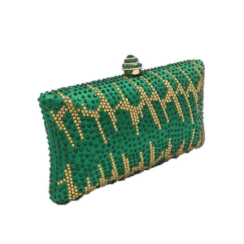 Boutique De FGG Emerald Green Women Crystal Evening Bags and Clutches Wedding Party Dinner Ladies purses and Handbags 211123