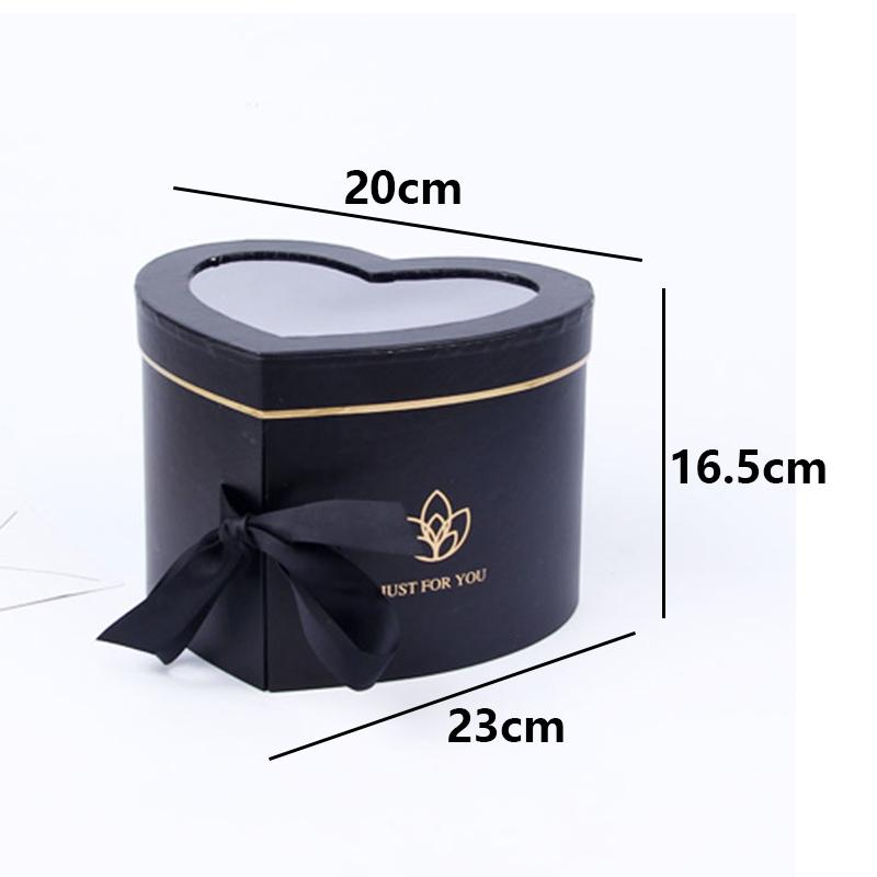 Gift Wrap Kraft Paper Two Layer Heart Florist Flowers Packing Box With Transparent Window DIY Handmade Gifts Boxes Wedding Decor