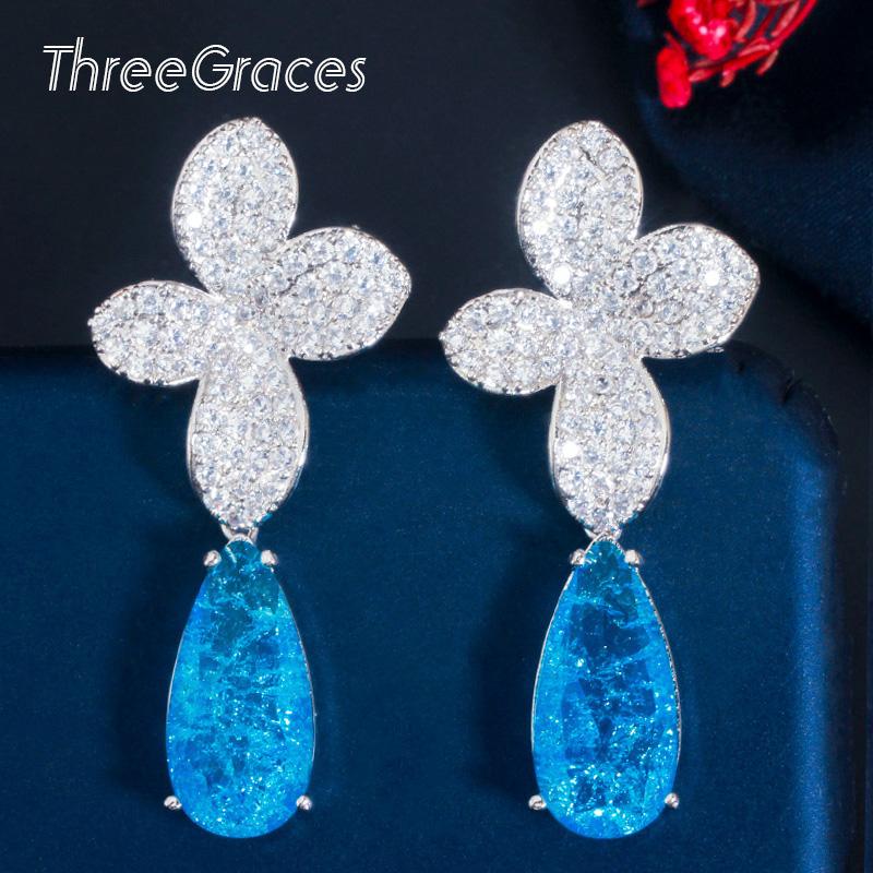 Dangle & Chandelier ThreeGraces Unique Light Blue Cubic Zirconia Big Flower Dangling Water Drop Earring For Women Summer Wedding Party Jewel, Silver
Dangle & Chandelier ThreeGraces Unique Light Blue Cubic Zirconia Big Flower Dangling Water Drop Earring For Women Summer Wedding Party Jewel, Silver