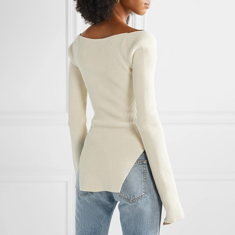 White Side Split Knitted Womens Sweater Square Collar Long Sleeve Sweaters Female Autumn Fashion New Clothes 2021
White Side Split Knitted Womens Sweater Square Collar Long Sleeve Sweaters Female Autumn Fashion New Clothes 2021