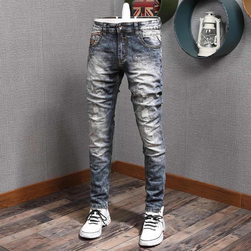 2021 New Fashion Streetwear Men Jeans Vintage Retro Wash Elastic Slim Fit Ripped Cotton Denim Pants Patchwork Designer Hip Hop Trousers Hqyx, Retro blue
2021 New Fashion Streetwear Men Jeans Vintage Retro Wash Elastic Slim Fit Ripped Cotton Denim Pants Patchwork Designer Hip Hop Trousers Hqyx, Retro blue