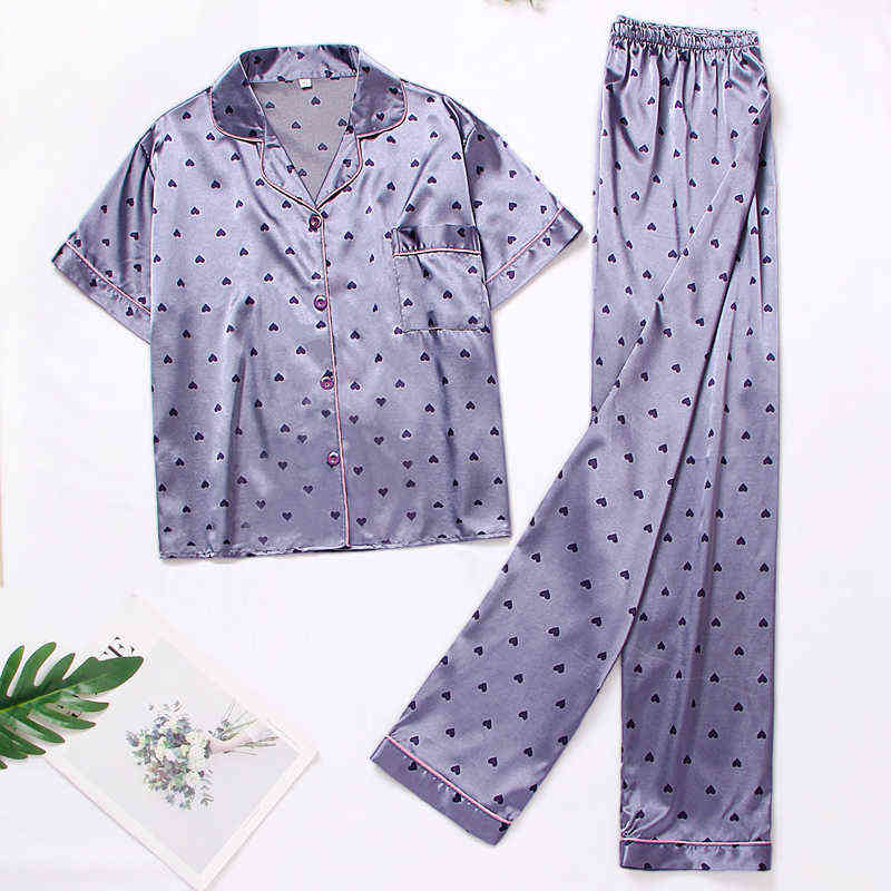 Autumn Winter Women Silk Satin Pajamas Set Ladies Long Sleeve Top Shirt Trouser Bottoms Pyjama Homewear Sleepwear Pj s 211118