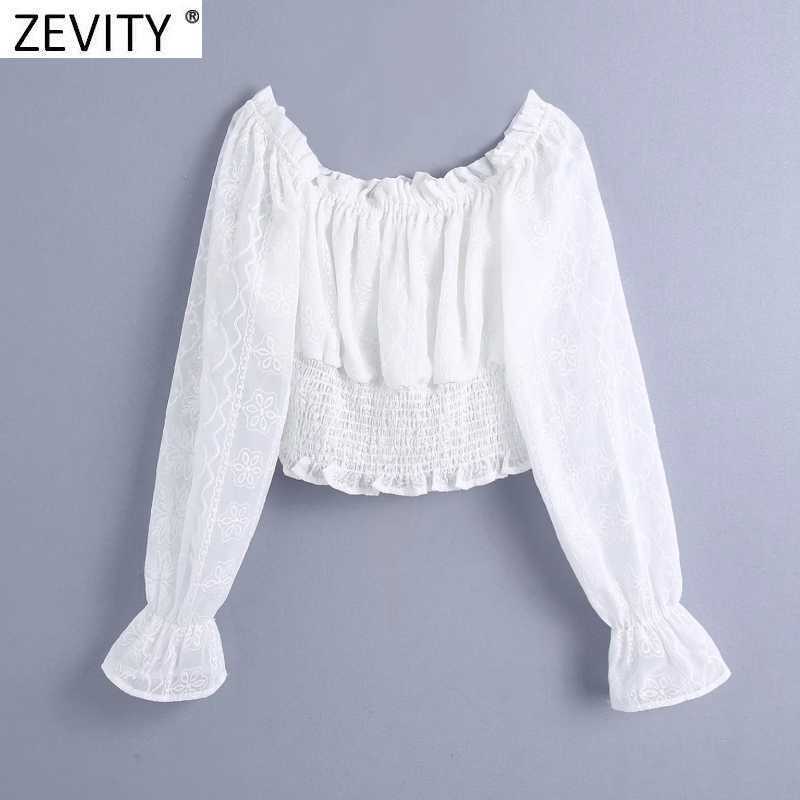 Zevity Women Sexy Off Shoulder Short Organza Smock Blouse Lady Pleat Ruffles Embroidery Kimono Shirt Chic Blusas Tops LS7653 210603, As pic ls7653bb
Zevity Women Sexy Off Shoulder Short Organza Smock Blouse Lady Pleat Ruffles Embroidery Kimono Shirt Chic Blusas Tops LS7653 210603, As pic ls7653bb