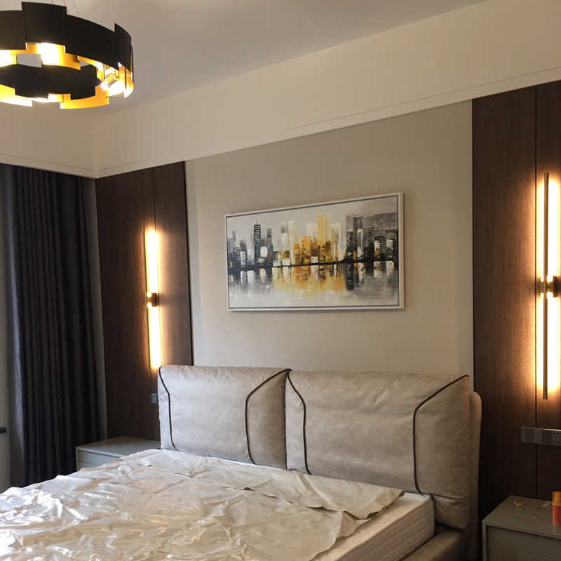 Modern simple linear tube LED wall lamp up down background opposite wall light LED bedside foyer corridor black gold LED sconce 215889021