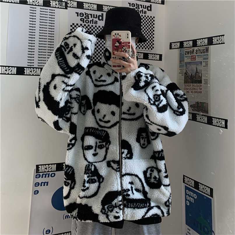 Korean Winter Harajuku Lazy BF Style Coat Cute Cartoons Printing Full Sleeve Jacket Lambswool Keep Warm Zipper Outerwear 211109, White
Korean Winter Harajuku Lazy BF Style Coat Cute Cartoons Printing Full Sleeve Jacket Lambswool Keep Warm Zipper Outerwear 211109, White