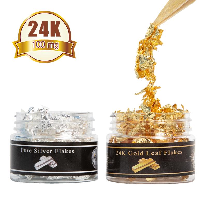 Other Arts And Crafts 24K Pure Gold Silver Set Foil Flakes For Cake Decoration Chocolate Eating Wine Art Food Grade Laminated 0.1g /Bottle
Other Arts And Crafts 24K Pure Gold Silver Set Foil Flakes For Cake Decoration Chocolate Eating Wine Art Food Grade Laminated 0.1g /Bottle