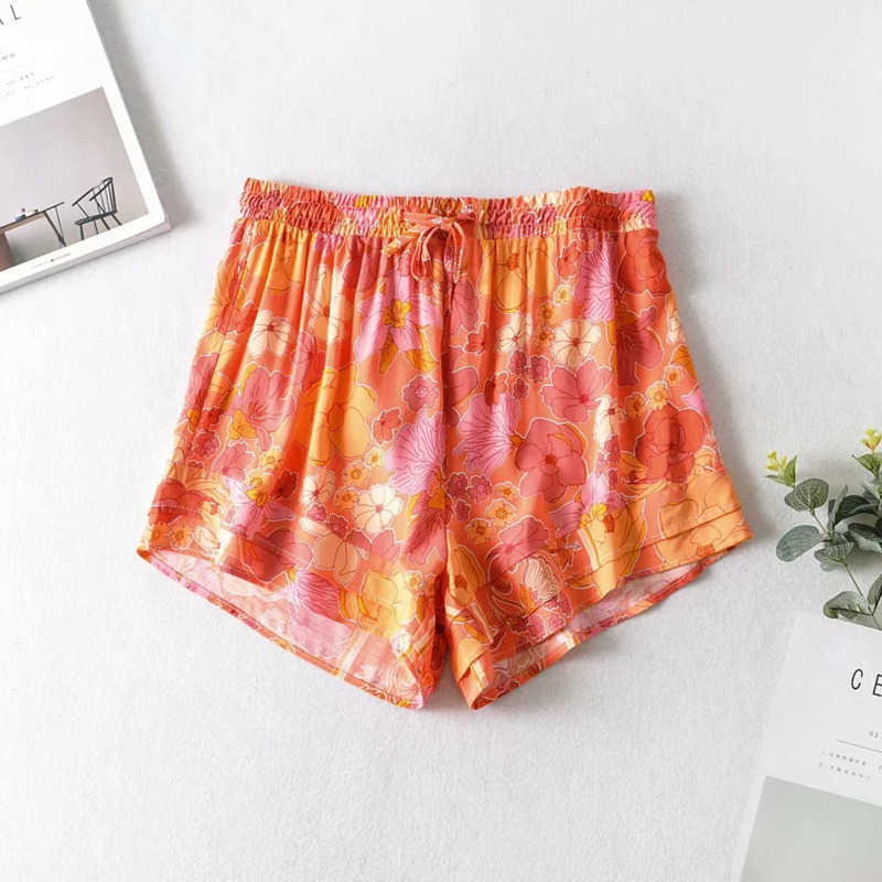 DEAT Summer Fashion Casual Patchwork Sleeveless Bsckless Slim Print Bow Shirt Elastic Waist Shorts Set Women SD016 210709