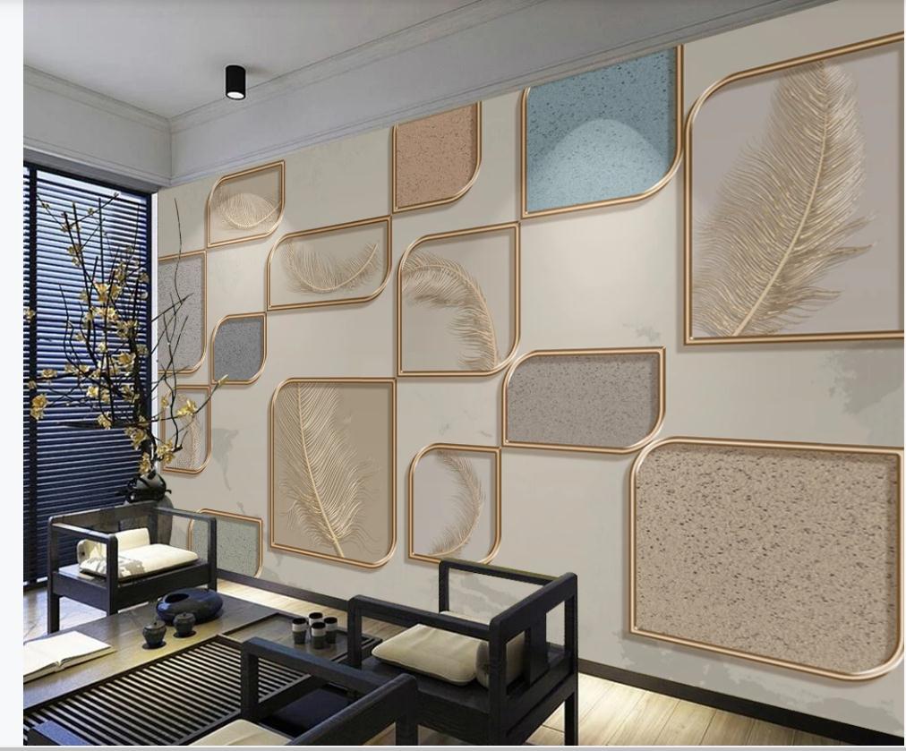 Modern living style wallpaper geometric puzzle fashion feather golden embossed line background wall, Gold
Modern living style wallpaper geometric puzzle fashion feather golden embossed line background wall, Gold
