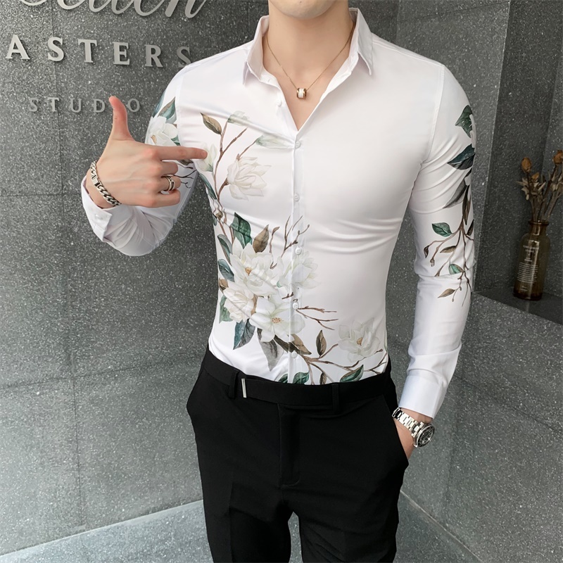 2021 Autumn New Korean Shirt Thin Floral Adjustment Men's Clothes All Game of Long Sleeve Casual Shirts Club Tuxedo Giem, Black
2021 Autumn New Korean Shirt Thin Floral Adjustment Men's Clothes All Game of Long Sleeve Casual Shirts Club Tuxedo Giem, Black
