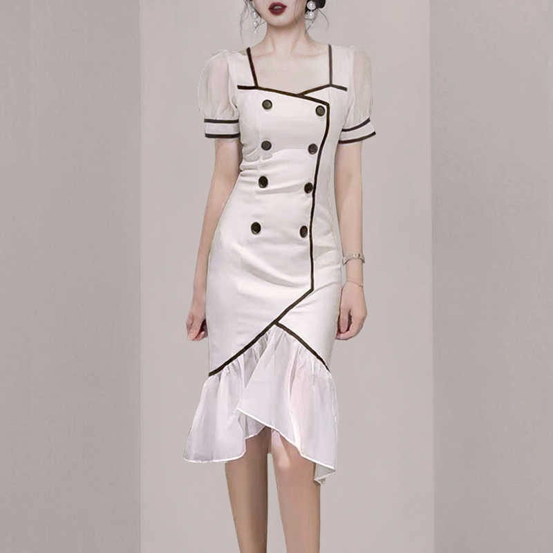 Temperament wrap body hips summer women' party collar fishtail stitching dress Short Office Lady Polyester 210603, White
Temperament wrap body hips summer women' party collar fishtail stitching dress Short Office Lady Polyester 210603, White