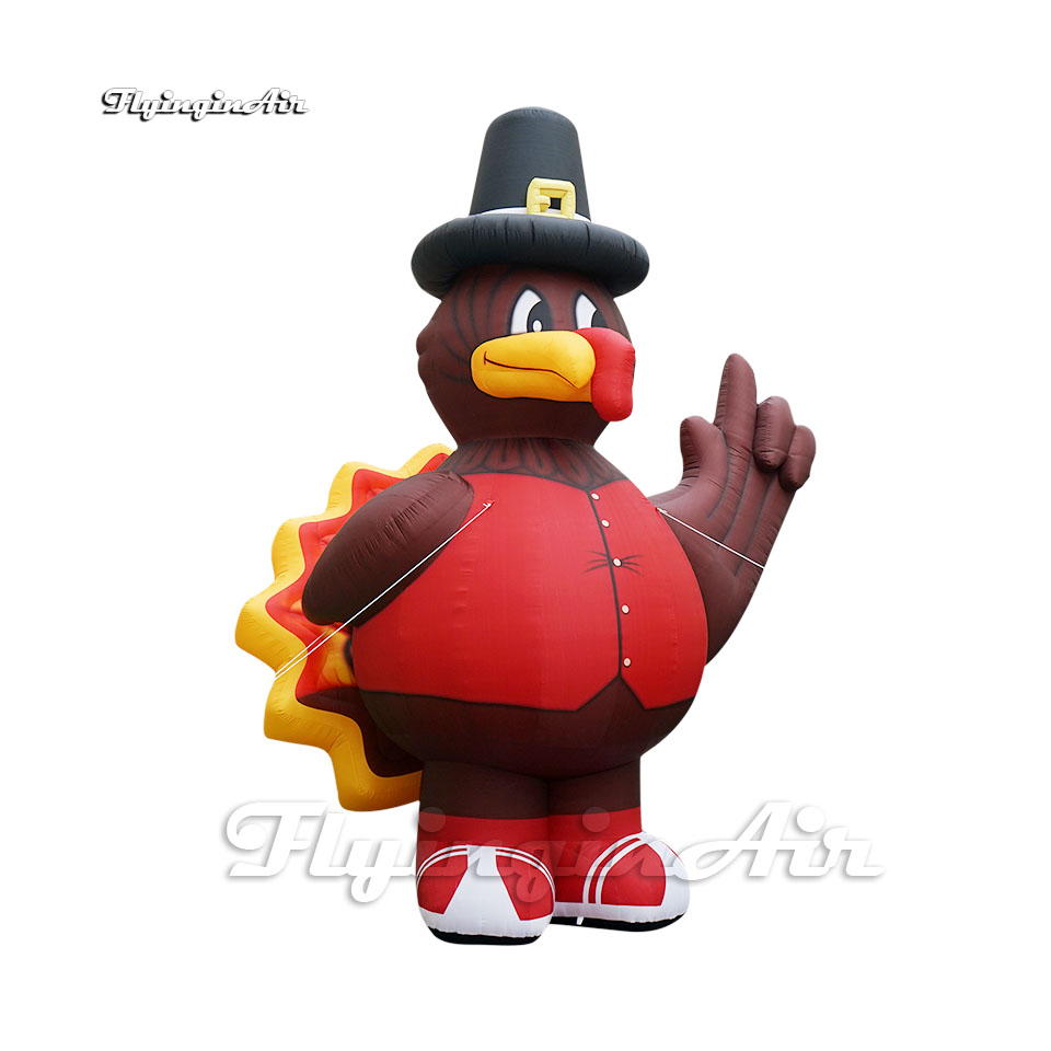 Outdoor Thanksgiving Day Decorations Red Advertising Inflatable Turkey Balloon 6m Cartoon Animal Model Air Blown Chicken For Park And Shopping Center