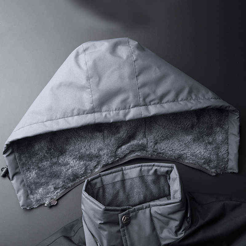 Men Autumn Winter Warm Waterproof Jacket Casual Thick Outwear Windproof Hat Parkas Plus Size L9Xl 211214Z