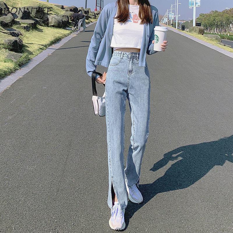 Women's Jeans Women Split Straight Trousers High-street Modern Empire Washed Korean Style All-match Lady Full-length Leisure Students, Blue
Women's Jeans Women Split Straight Trousers High-street Modern Empire Washed Korean Style All-match Lady Full-length Leisure Students, Blue