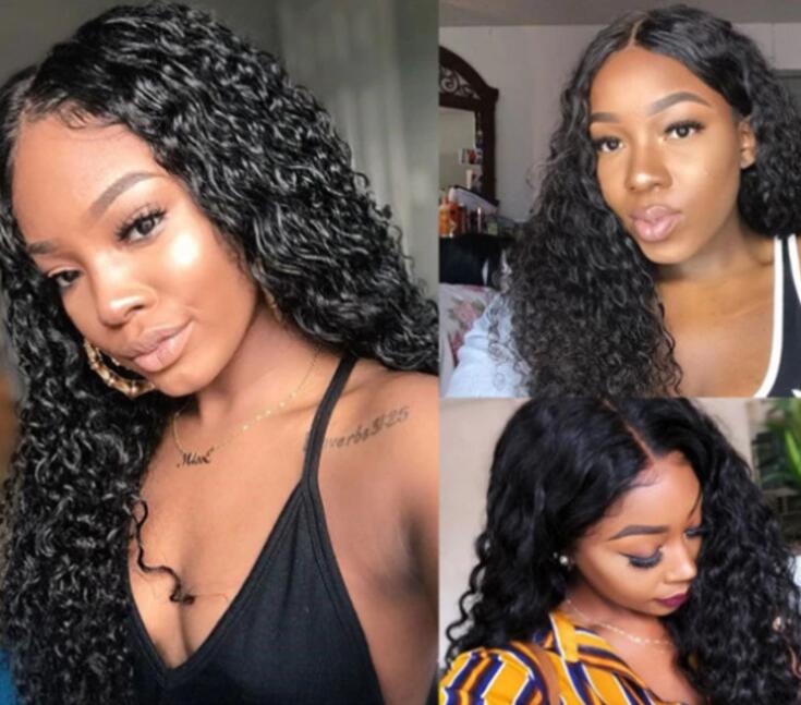 Ishow Fashion 24 inch Human Hair Wigs Women in a long curly wig and a small curly wave Light brown dark brownNatural Color