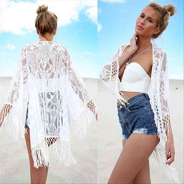 women lace tassel bikini cover up kaftan beach dress bathing vestidos saida de praia sukienka plazowa, White;black
women lace tassel bikini cover up kaftan beach dress bathing vestidos saida de praia sukienka plazowa, White;black