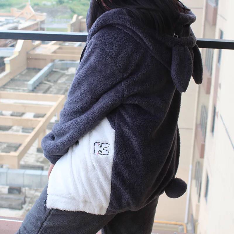 New Harajuku Totoro Kawaii Hoodie Sweatshirt My Neighbor Coat Cosplay Fleece Overcoat With Ears Harajuku Cute Jackets Christmas 201028
