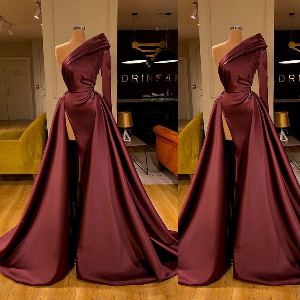 2022 Vintage Sexy Mermaid Prom Dresses One Shoulder Burgundy Satin Side Split Satin Sweep Train Party Dress Evening Gowns Wear Long Sleeve Plus Size, Hunter green
2022 Vintage Sexy Mermaid Prom Dresses One Shoulder Burgundy Satin Side Split Satin Sweep Train Party Dress Evening Gowns Wear Long Sleeve Plus Size, Hunter green
