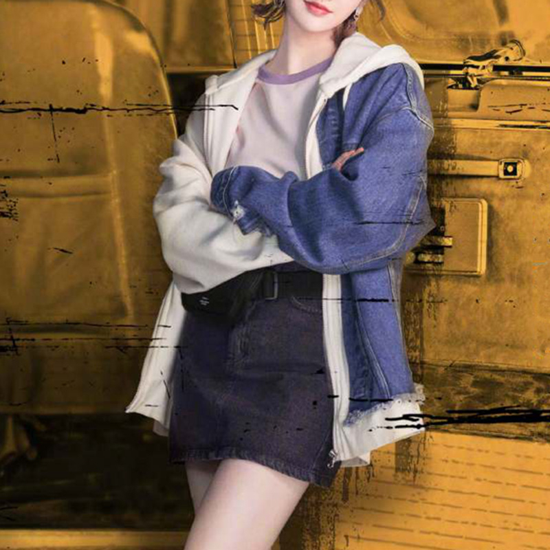 Leisure Patchwork Denim Womens Sweatshirt Hooded Long Sleeve Hit Color Sweatshirts Female 2021 Autumn Fashion New, Black
Leisure Patchwork Denim Womens Sweatshirt Hooded Long Sleeve Hit Color Sweatshirts Female 2021 Autumn Fashion New, Black