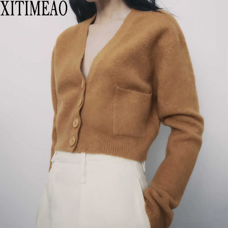 ZA Women Solid Color Button Knitted Cardigan Sweater Slim Fit V-Neck Long Sleeve Ladies Fashion Autumn 210604, Brown
ZA Women Solid Color Button Knitted Cardigan Sweater Slim Fit V-Neck Long Sleeve Ladies Fashion Autumn 210604, Brown