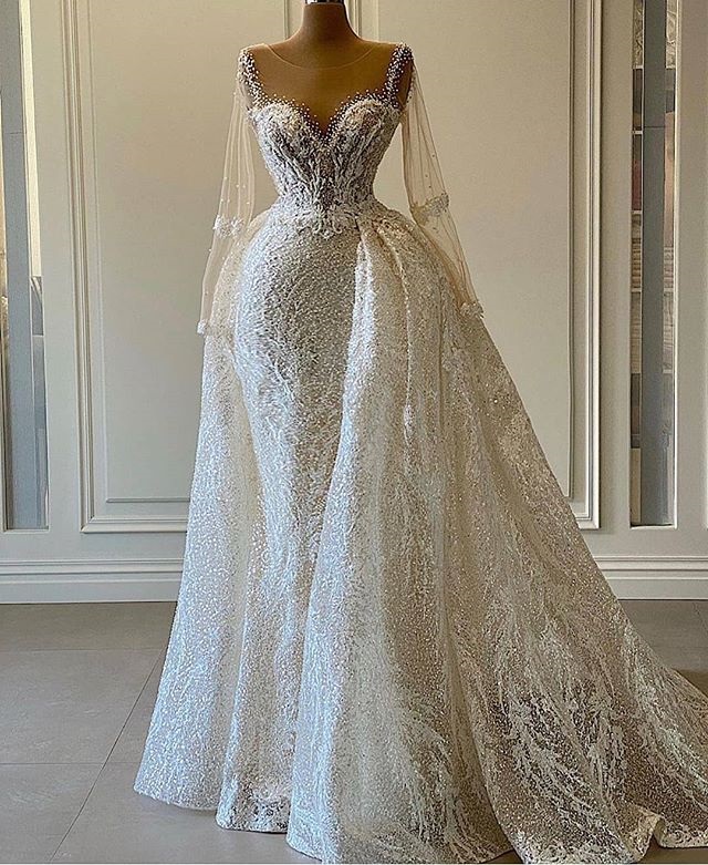 Luxury Mermaid Beaded Wedding Dress for Bride 2021 Sheer Long Sleeves African Women Bling Sequin Bridal Ball Gowns Plus Size, Hunter green
Luxury Mermaid Beaded Wedding Dress for Bride 2021 Sheer Long Sleeves African Women Bling Sequin Bridal Ball Gowns Plus Size, Hunter green