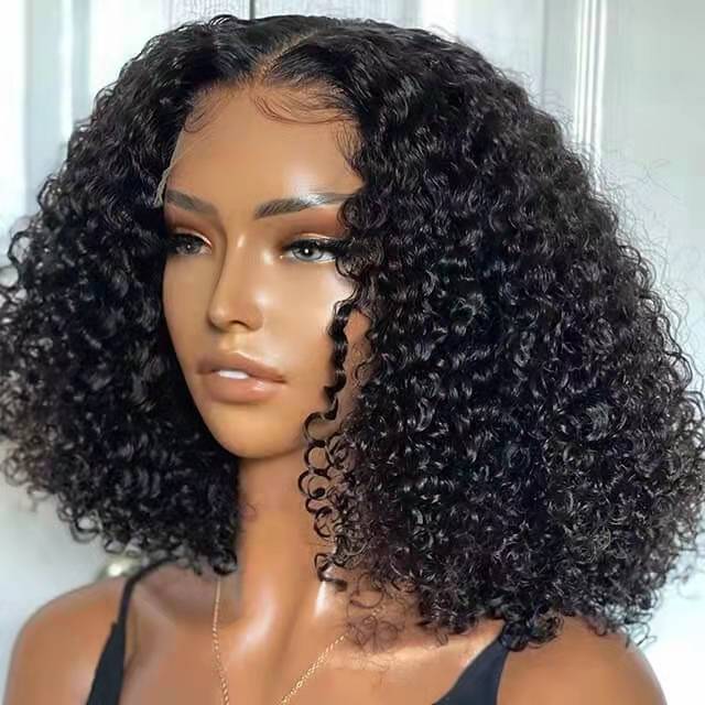 Jerry Curly 13x4 Lace Front Wig Short Bob Frontal Human Hair Wigs 4c afro black Brazilian Remy PrePlucked 360 frontal Closure hd transparent invisible