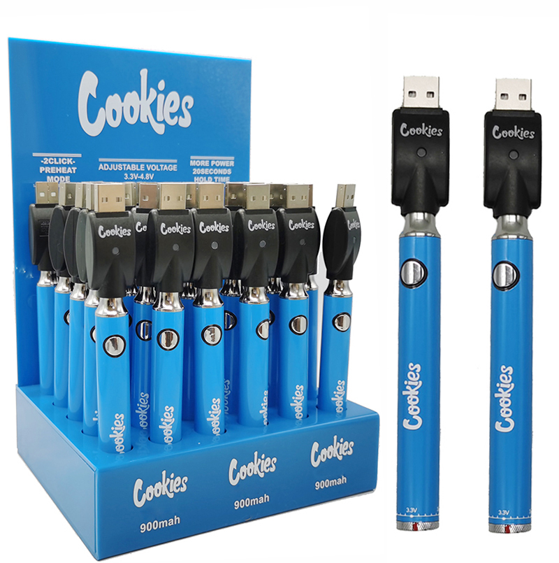 Cookies Vape Battery 900mAh Preheating 510 Thread Vapes Pens Oil Cartridges Battries Adjustable Voltage 3.4-4.0V with USB Charger 30pcs/lot
Cookies Vape Battery 900mAh Preheating 510 Thread Vapes Pens Oil Cartridges Battries Adjustable Voltage 3.4-4.0V with USB Charger 30pcs/lot