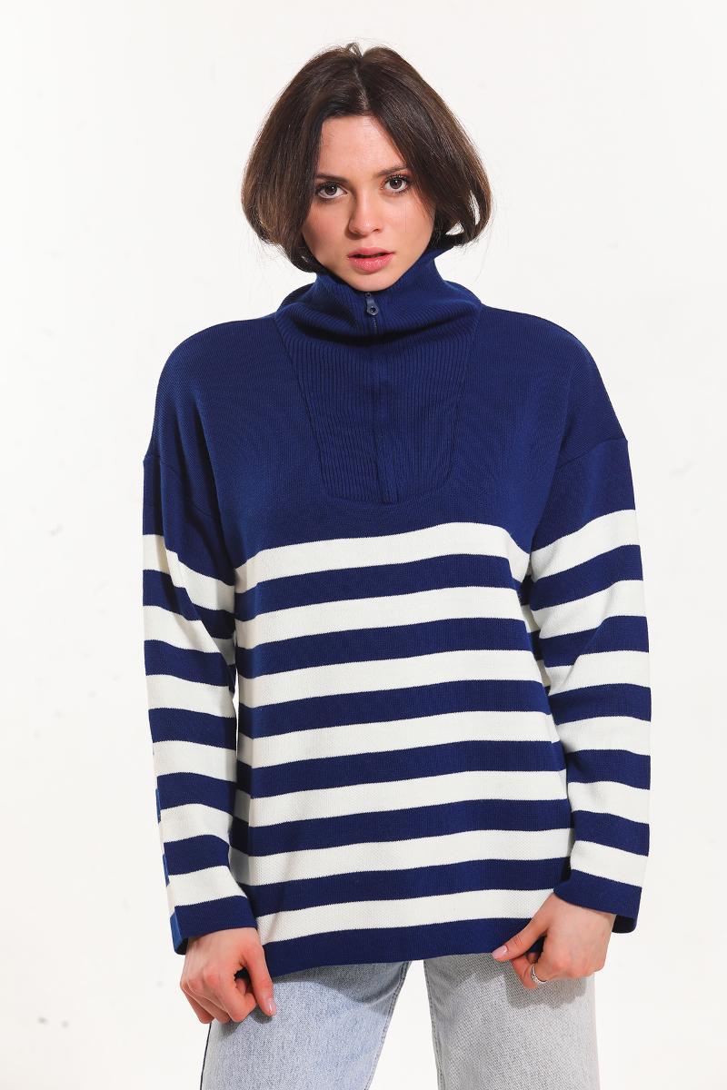 Women's Sweaters Turtleneck Zipper Collar Sweater Navy Blue White Knitted Oversize 2021 Season
Women's Sweaters Turtleneck Zipper Collar Sweater Navy Blue White Knitted Oversize 2021 Season
