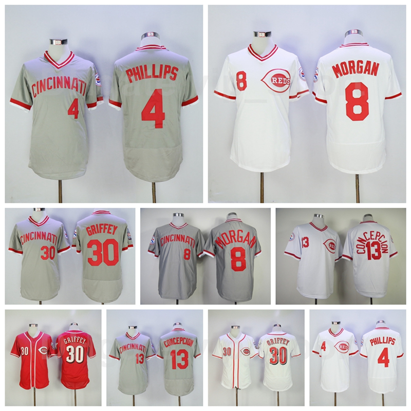 Vintage 1976 Retror Baseball 30 Ken Griffey Jersey 4 Brandon Phillips 8 Joe Morgan 13 Dave Concepcion Pullover Stitched Team Red White Grey, Blue;black
Vintage 1976 Retror Baseball 30 Ken Griffey Jersey 4 Brandon Phillips 8 Joe Morgan 13 Dave Concepcion Pullover Stitched Team Red White Grey, Blue;black
