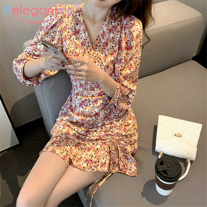 Aelegantmis Elegant Lace Up Long Sleeve Women Printed Floral Dress Female Flower Slim Waist Korean Vestidos Femme 210607, As shown
Aelegantmis Elegant Lace Up Long Sleeve Women Printed Floral Dress Female Flower Slim Waist Korean Vestidos Femme 210607, As shown