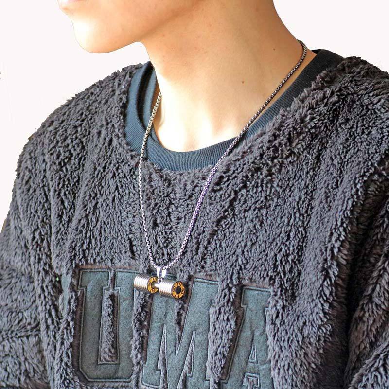 Creative Titanium Steel Fitness Dumbbell Pendent Necklace Barbell Necklaces Stainless Steel Chain Body building Gym Women Men Chains Fitness Trainer J